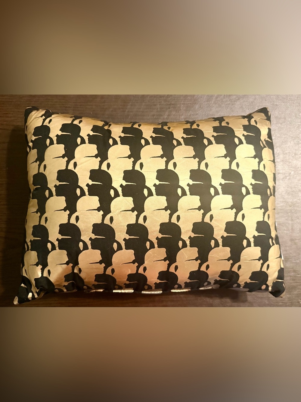 Karl Lagerfeld Silhouette Decorative Pillow Black & Gold 15”x11” Great Condition